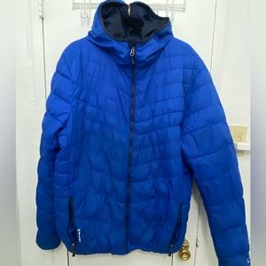 champion Mens  hooded light snow weight jacket blue size XL Blue Puffer Coat